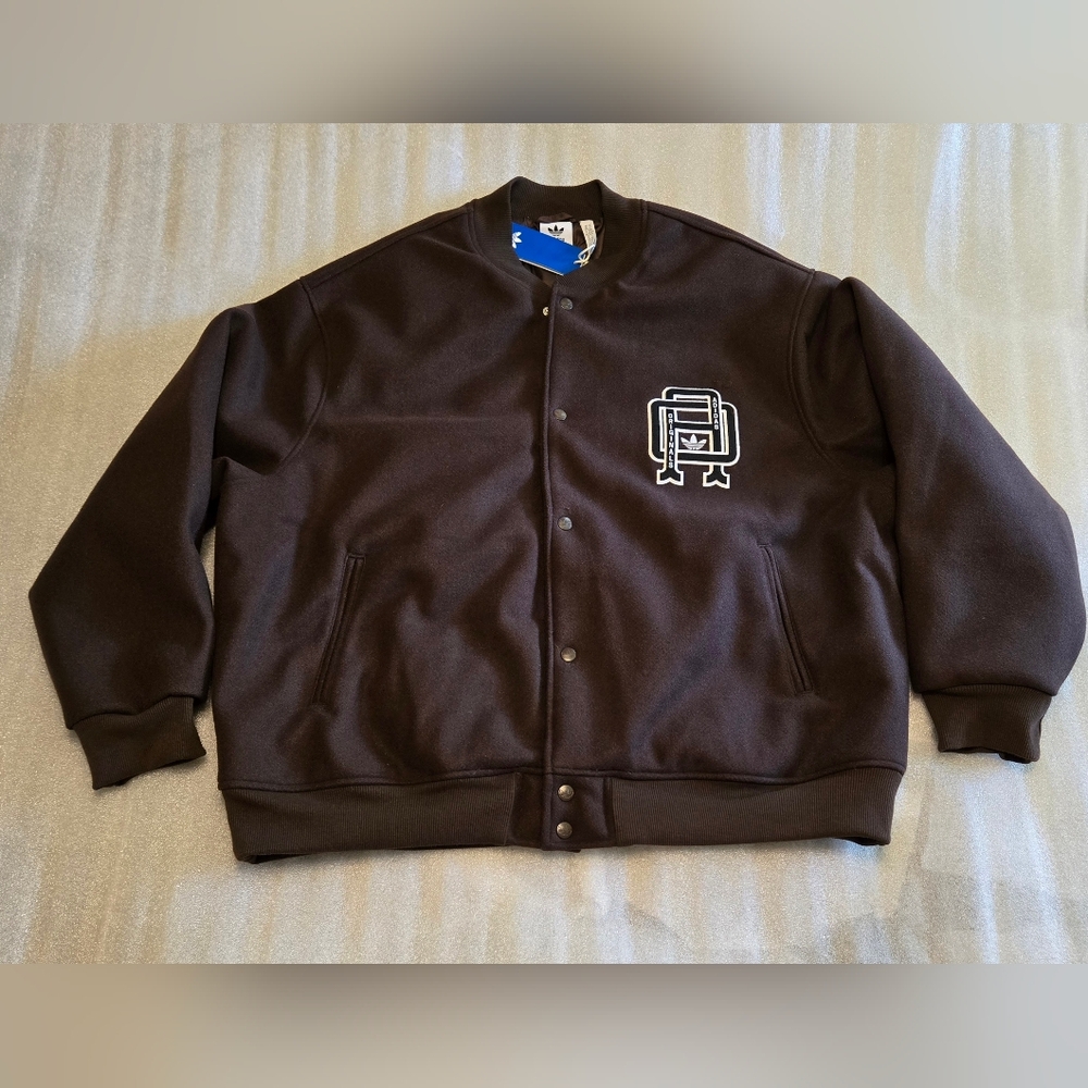 Men's Adidas Originals Brown Varsity Bomber Jacket Size XL